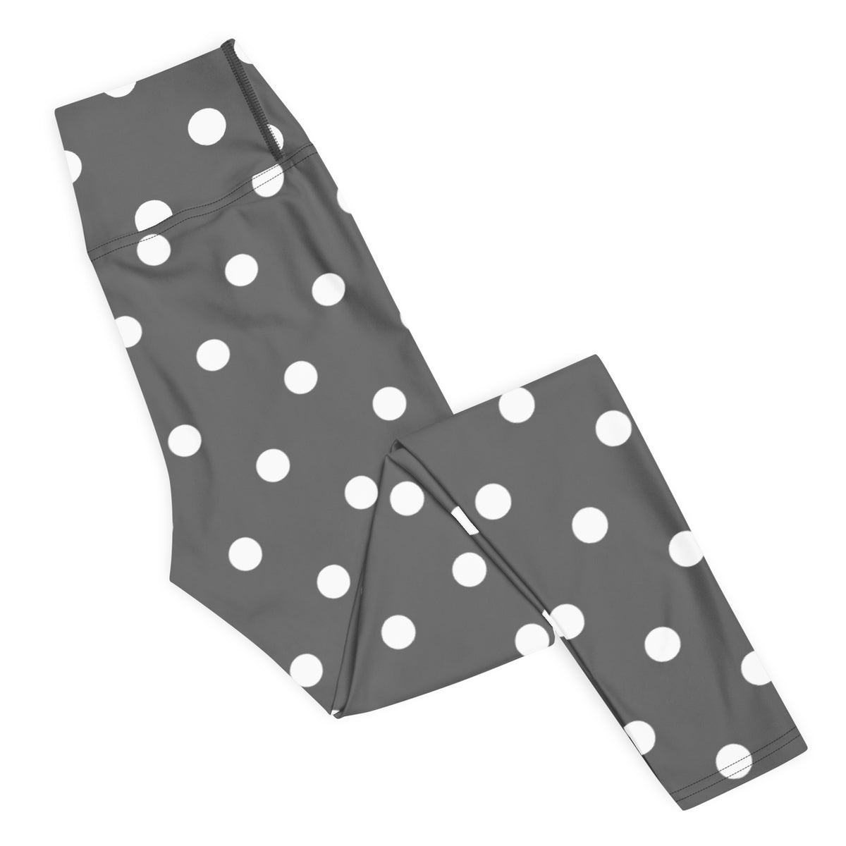 Women's Gray Polka Dot Buttery Soft Yoga Leggings - Quick Drying, High Waisted Comfort