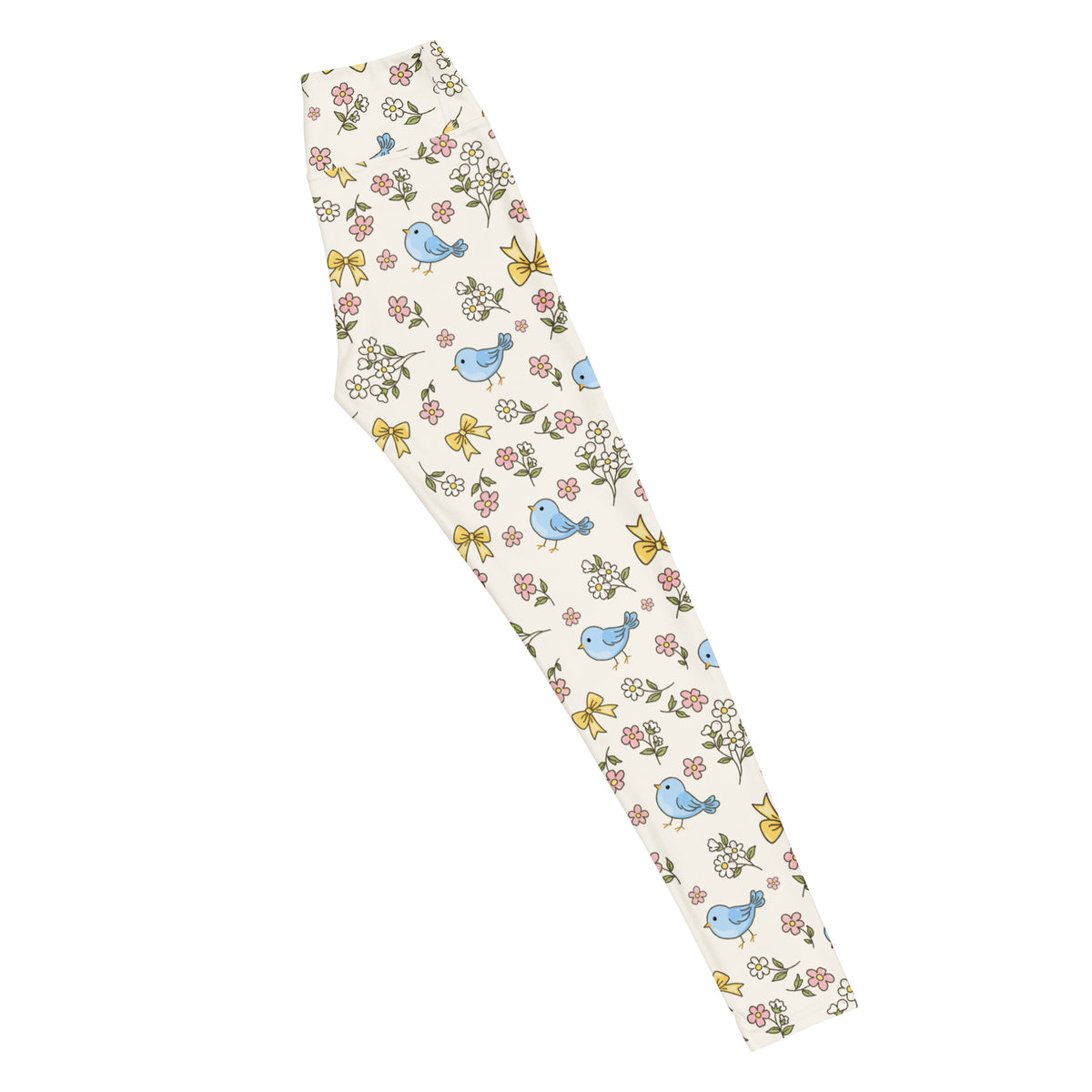 Women's Floral Blue Bird Buttery Soft Yoga Leggings - Quick Drying, High Waisted Comfort