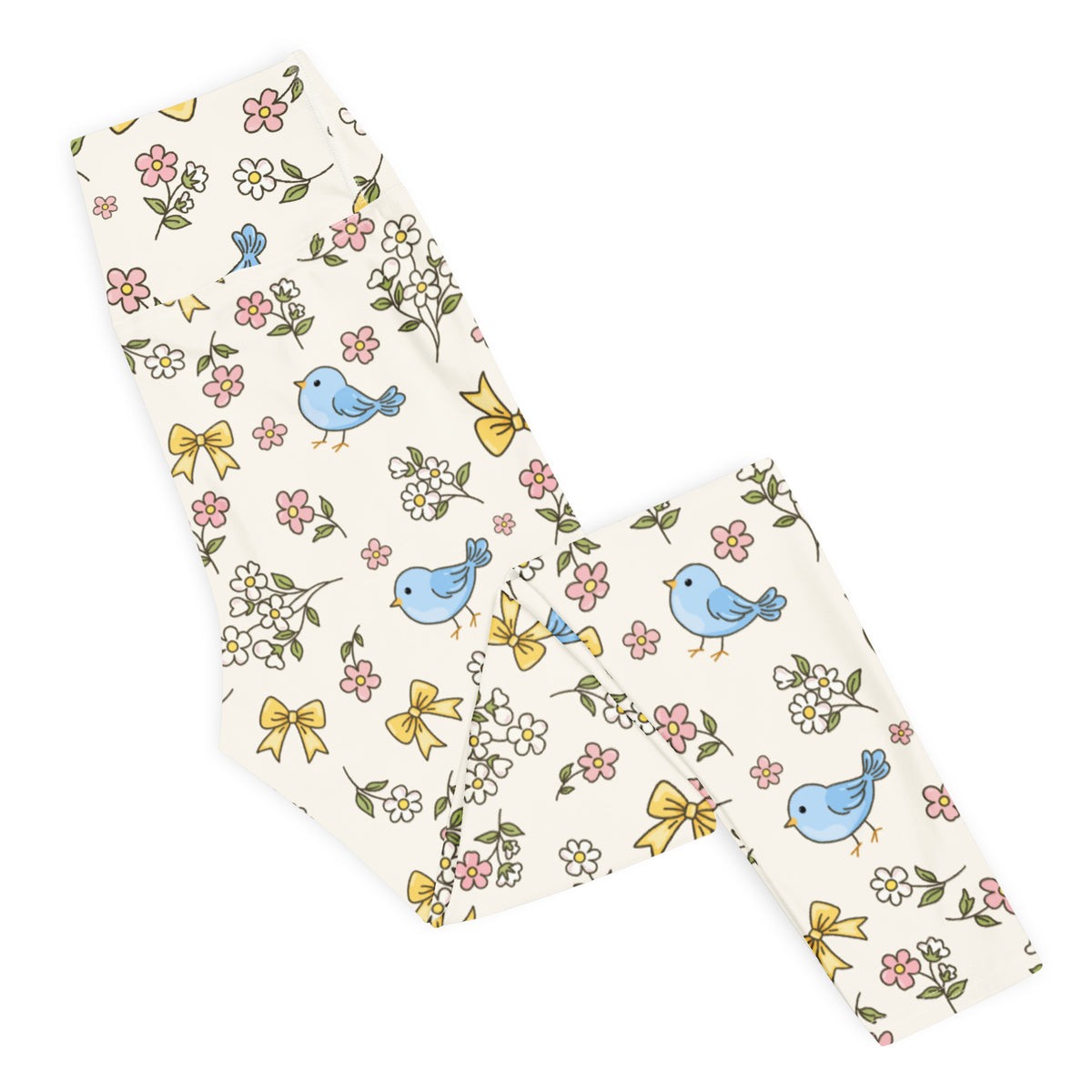Women's Floral Blue Bird Buttery Soft Yoga Leggings - Quick Drying, High Waisted Comfort