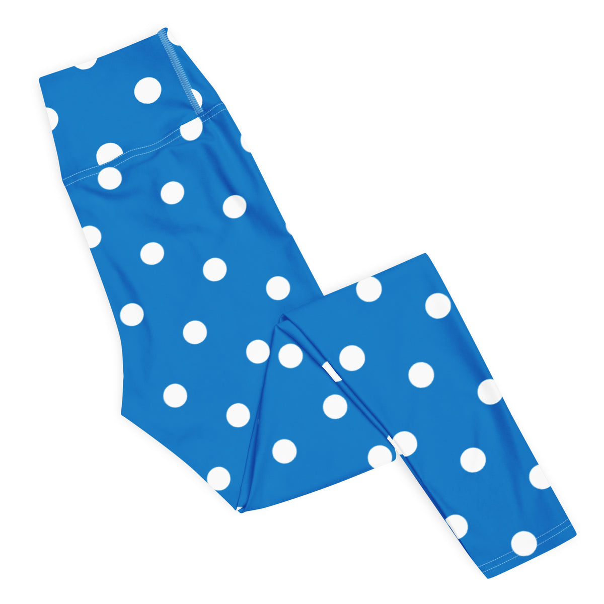 Women's Royal Blue Polka Dot Buttery Soft Yoga Leggings - Quick Drying, High Waisted Comfort