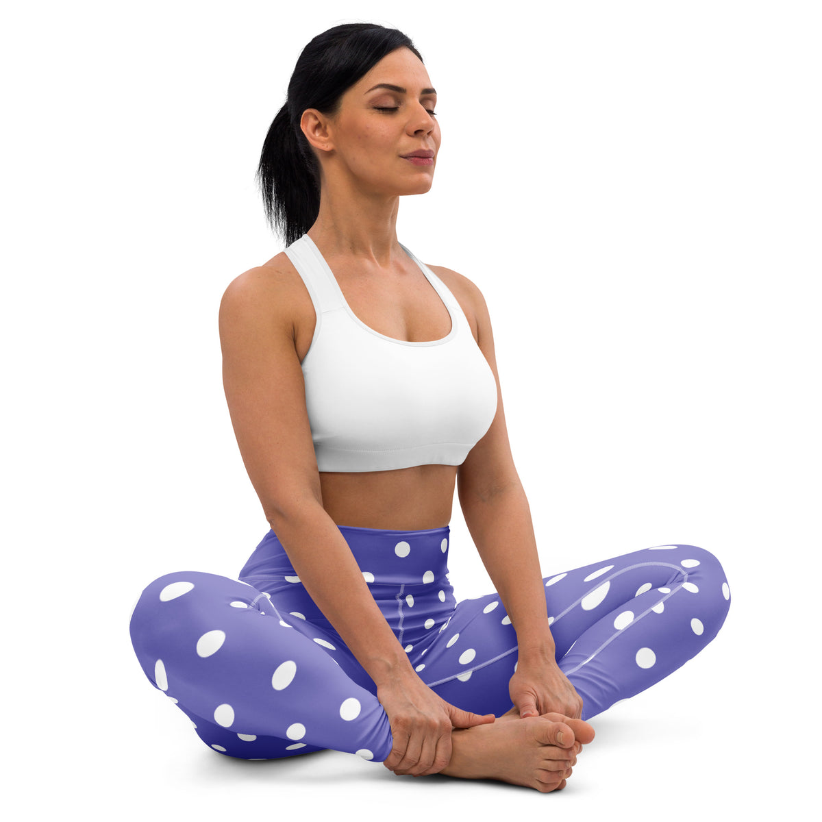 Women's Purple Polka Dot Buttery Soft Yoga Leggings - Quick Drying, High Waisted Comfort