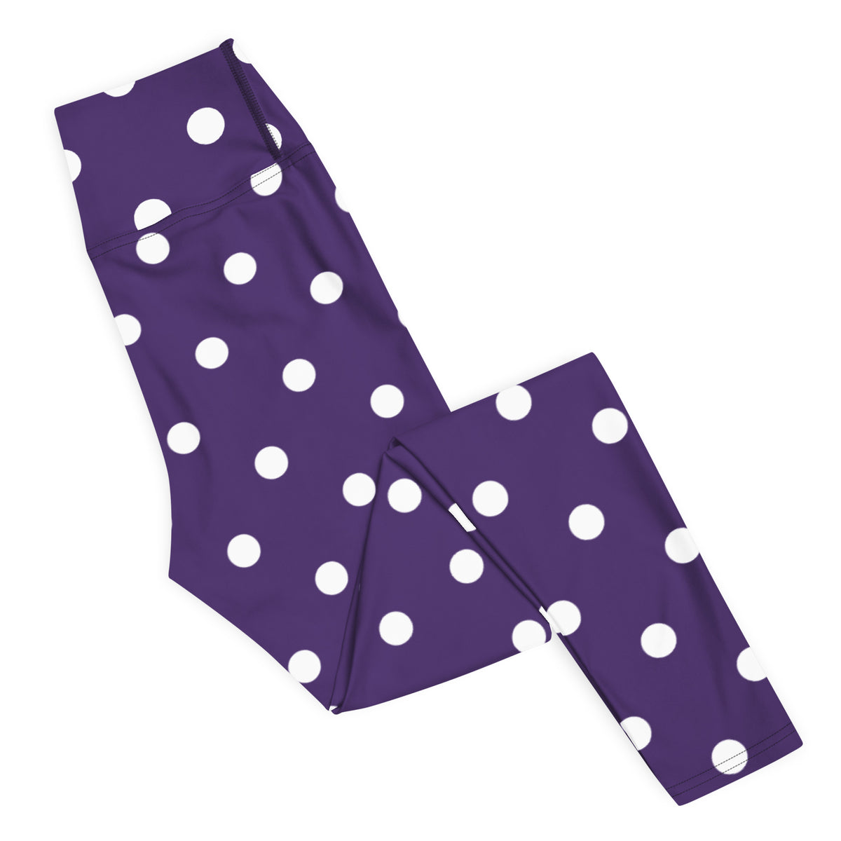 Women's Dark Purple Polka Dot Buttery Soft Yoga Leggings - Quick Drying, High Waisted Comfort