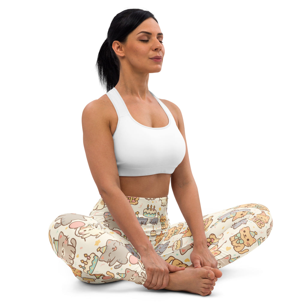 Women's Kitten Birthday Buttery Soft Yoga Leggings - Quick Drying, High Waisted Comfort