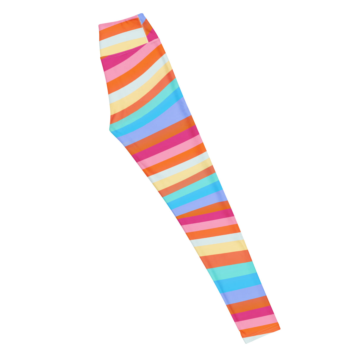 Women's Sand Rainbow Stripe Buttery Soft Yoga Leggings - Quick Drying, High Waisted Comfort