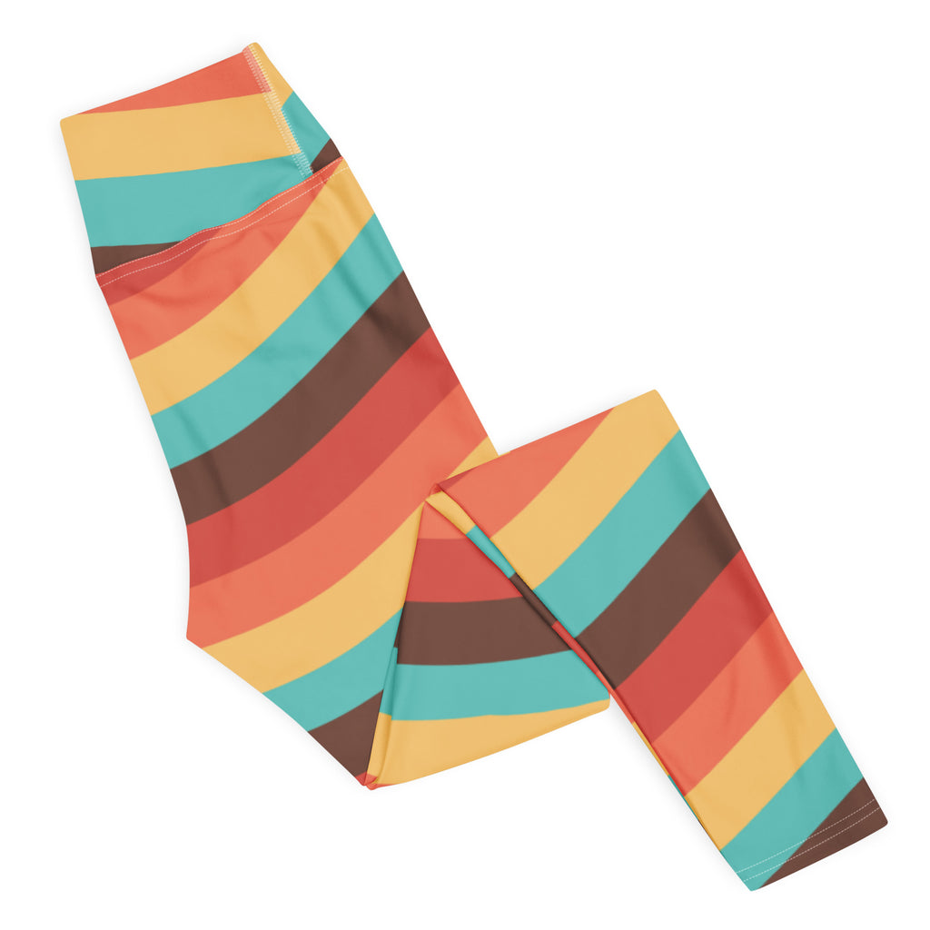 Women's Retro Rainbow Stripe Buttery Soft Yoga Leggings - Quick Drying, High Waisted Comfort