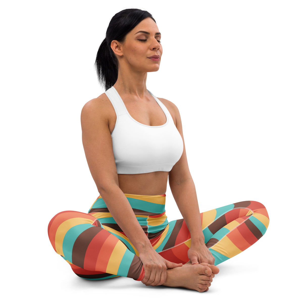 Women's Retro Rainbow Stripe Buttery Soft Yoga Leggings - Quick Drying, High Waisted Comfort