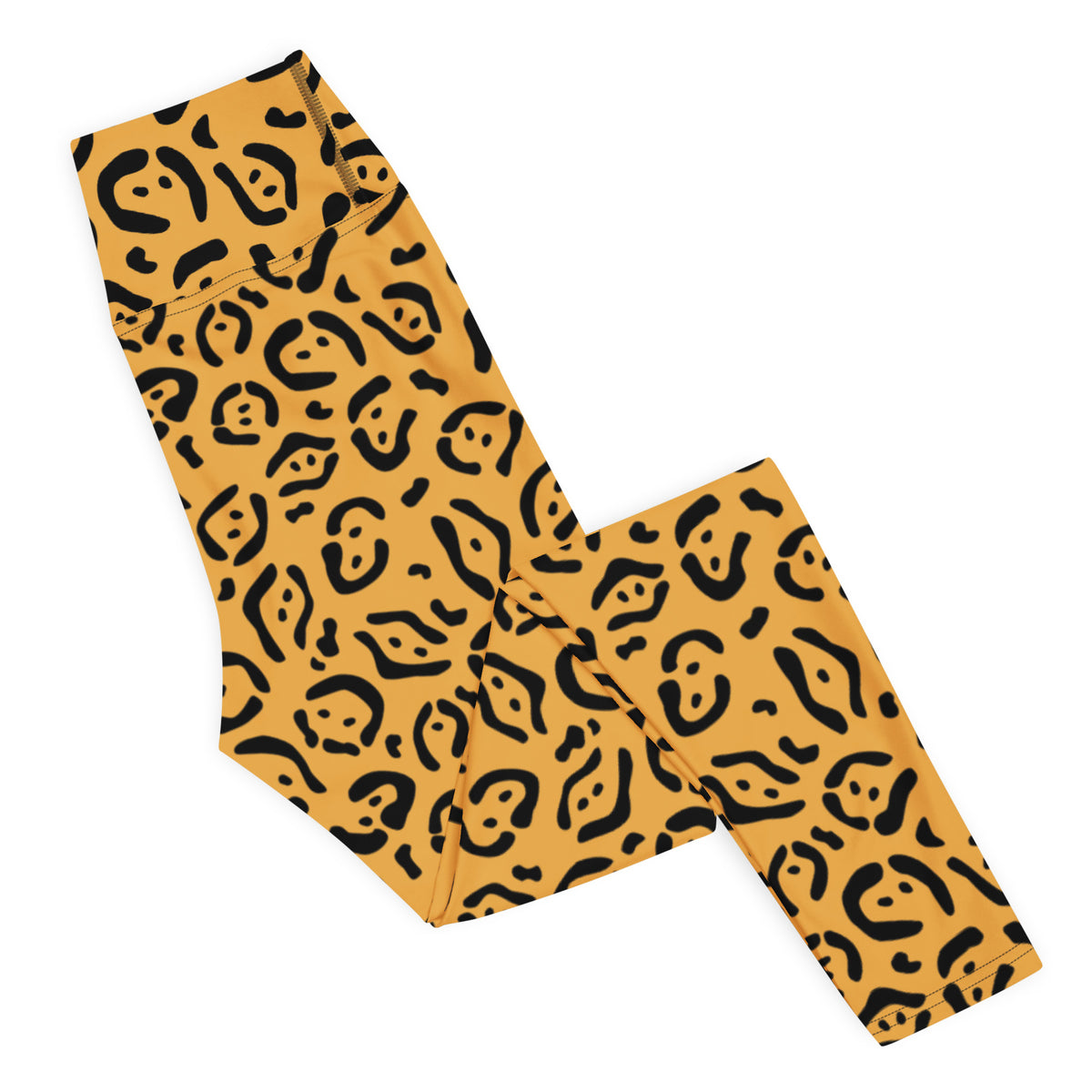 Women's Gold Leopard Print Buttery Soft Yoga Leggings - Quick Drying, High Waisted Comfort