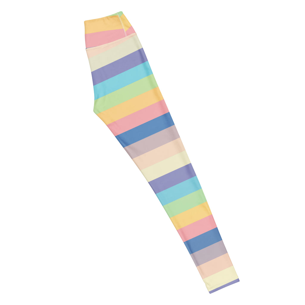 Women's Pastel Light Rainbow Striped Buttery Soft Yoga Leggings - Quick Drying, High Waisted Comfort