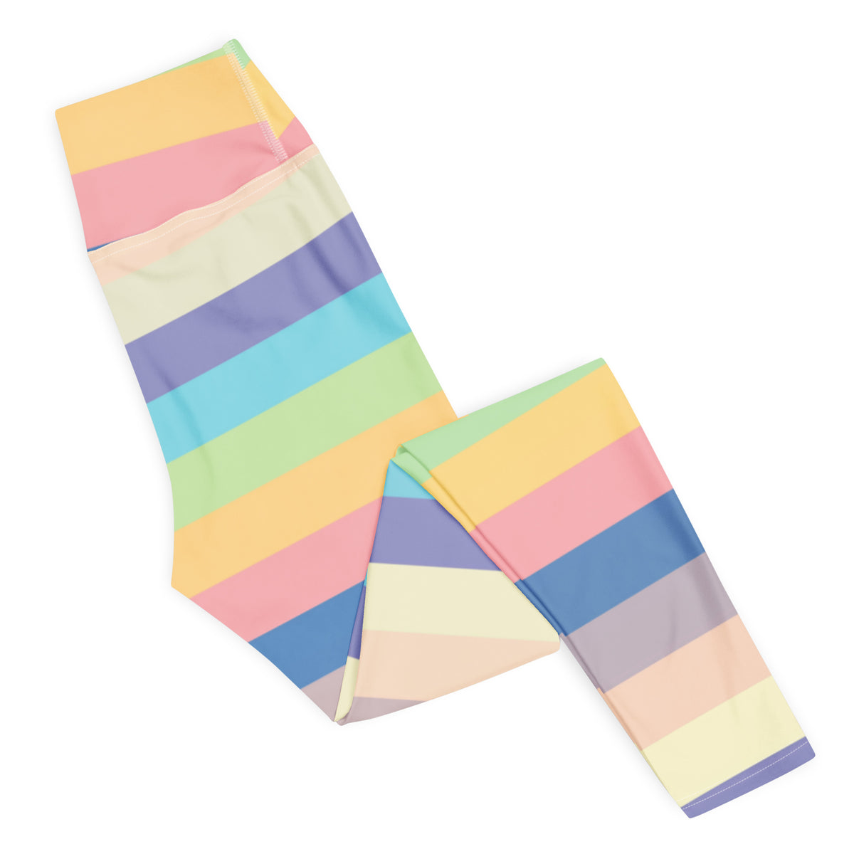 Women's Pastel Light Rainbow Striped Buttery Soft Yoga Leggings - Quick Drying, High Waisted Comfort