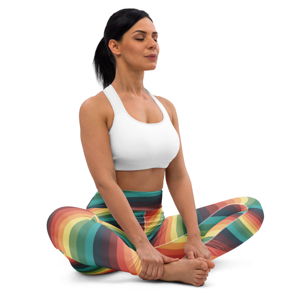 Women's Retro Striped Buttery Soft Yoga Leggings - Quick Drying, High Waisted Comfort