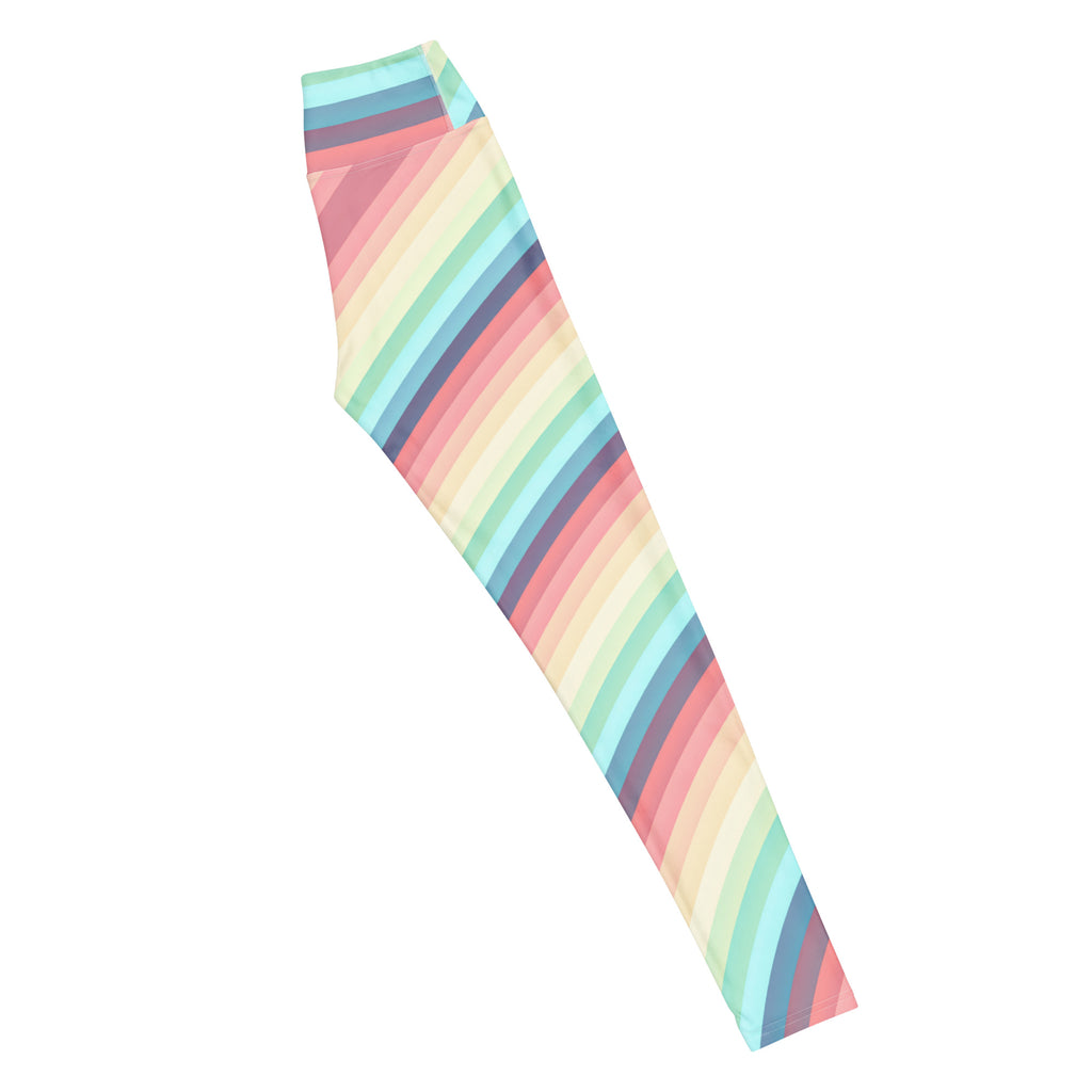 Women's Pastel Retro Striped Buttery Soft Yoga Leggings - Quick Drying, High Waisted Comfort
