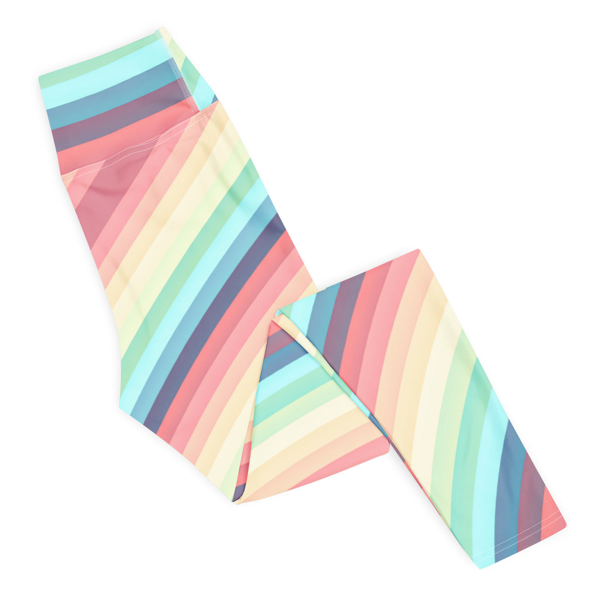 Women's Pastel Retro Striped Buttery Soft Yoga Leggings - Quick Drying, High Waisted Comfort