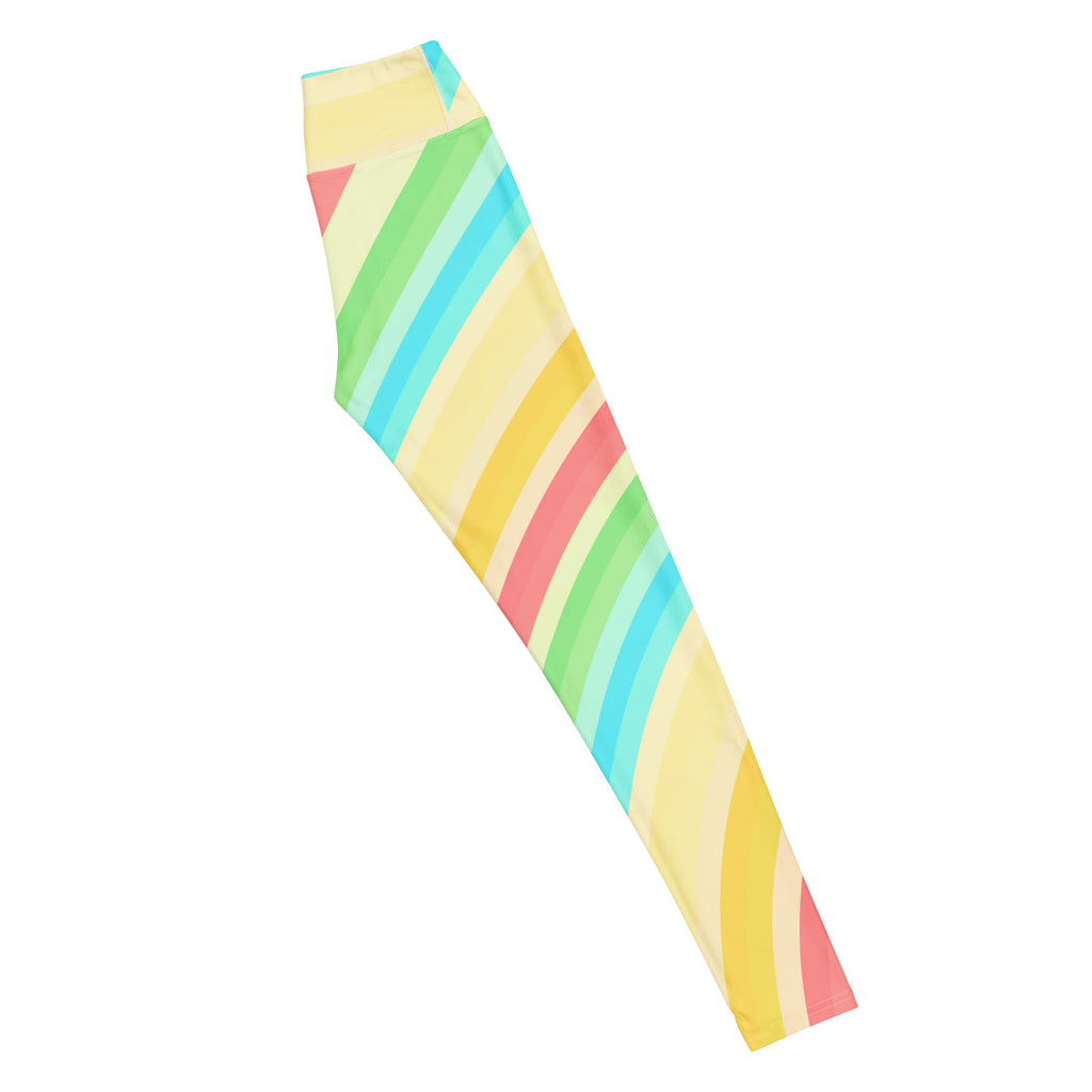 Women's Sand Rainbow Striped Buttery Soft Yoga Leggings - Quick Drying, High Waisted Comfort