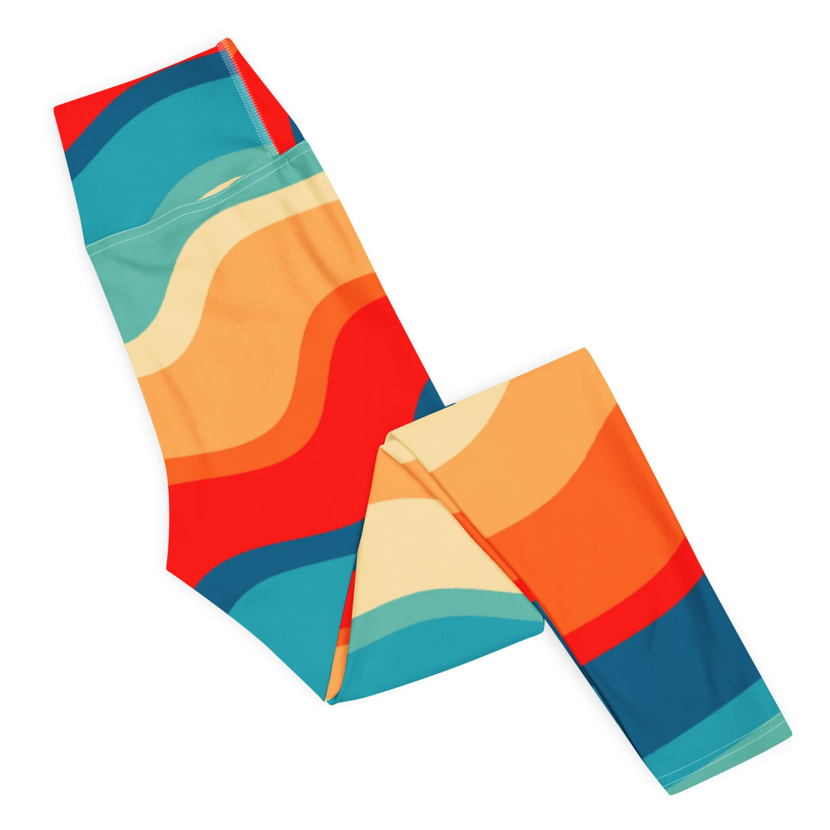 Women's Colorful Retro Wavy Stripe Buttery Soft Yoga Leggings - Quick Drying, High Waisted Comfort