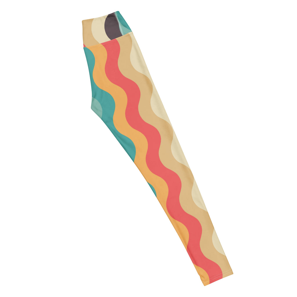 Women's Retro Wavy Striped Buttery Soft Yoga Leggings - Quick Drying, High Waisted Comfort