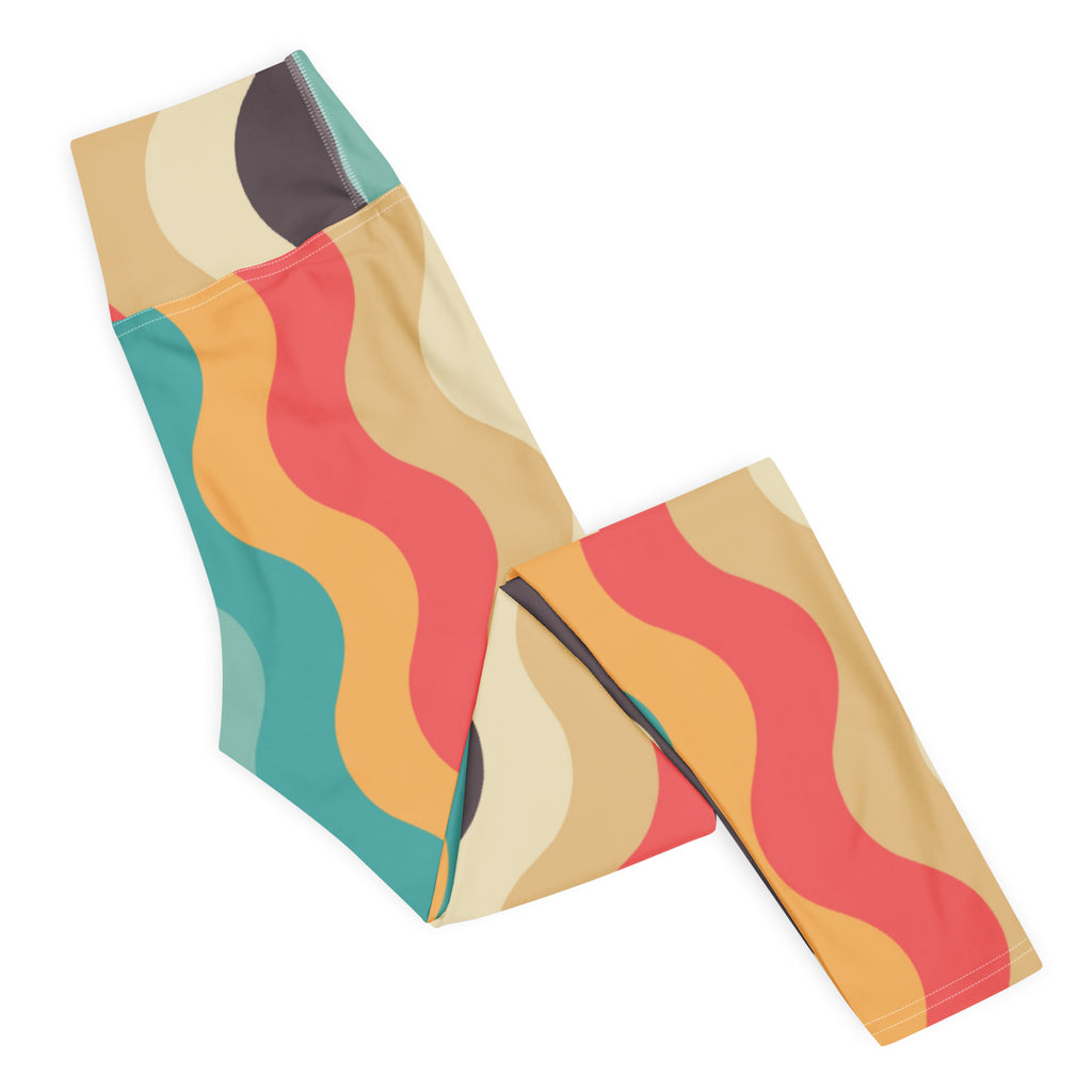 Women's Retro Wavy Striped Buttery Soft Yoga Leggings - Quick Drying, High Waisted Comfort