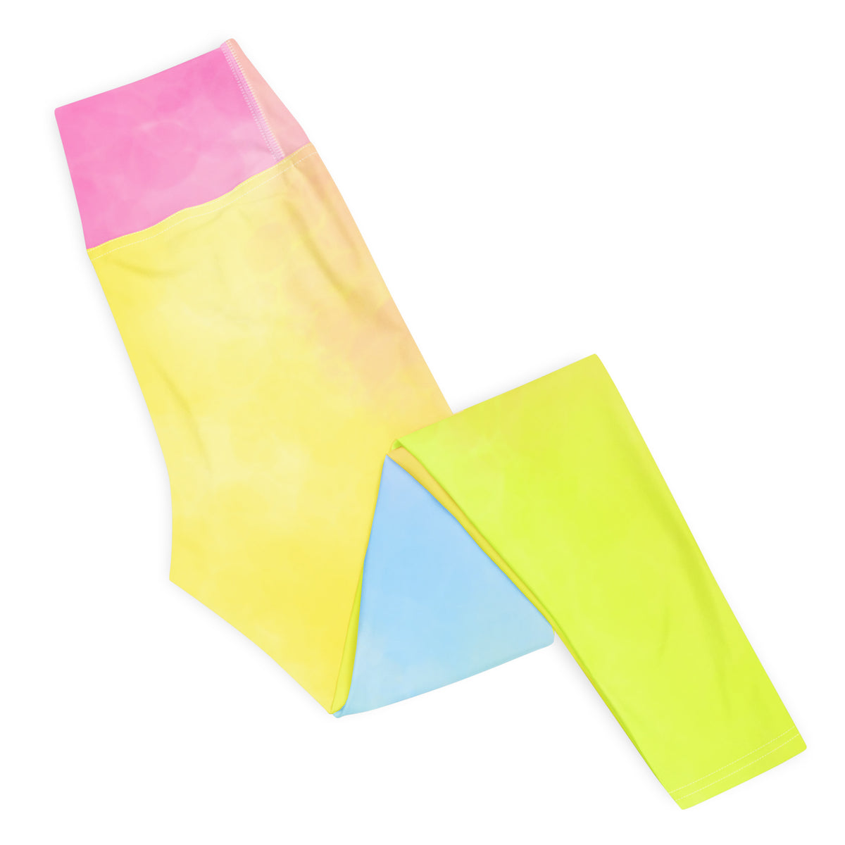 Women's Pastel Rainbow Watercolor Tie Dye Buttery Soft Yoga Leggings - Quick Drying, High Waisted Comfort