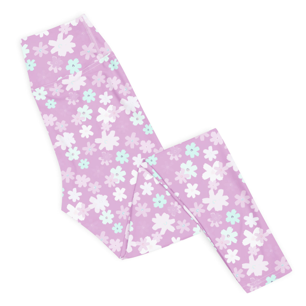 Women's Lavender Floral Buttery Soft Yoga Leggings - Quick Drying, High Waisted Comfort