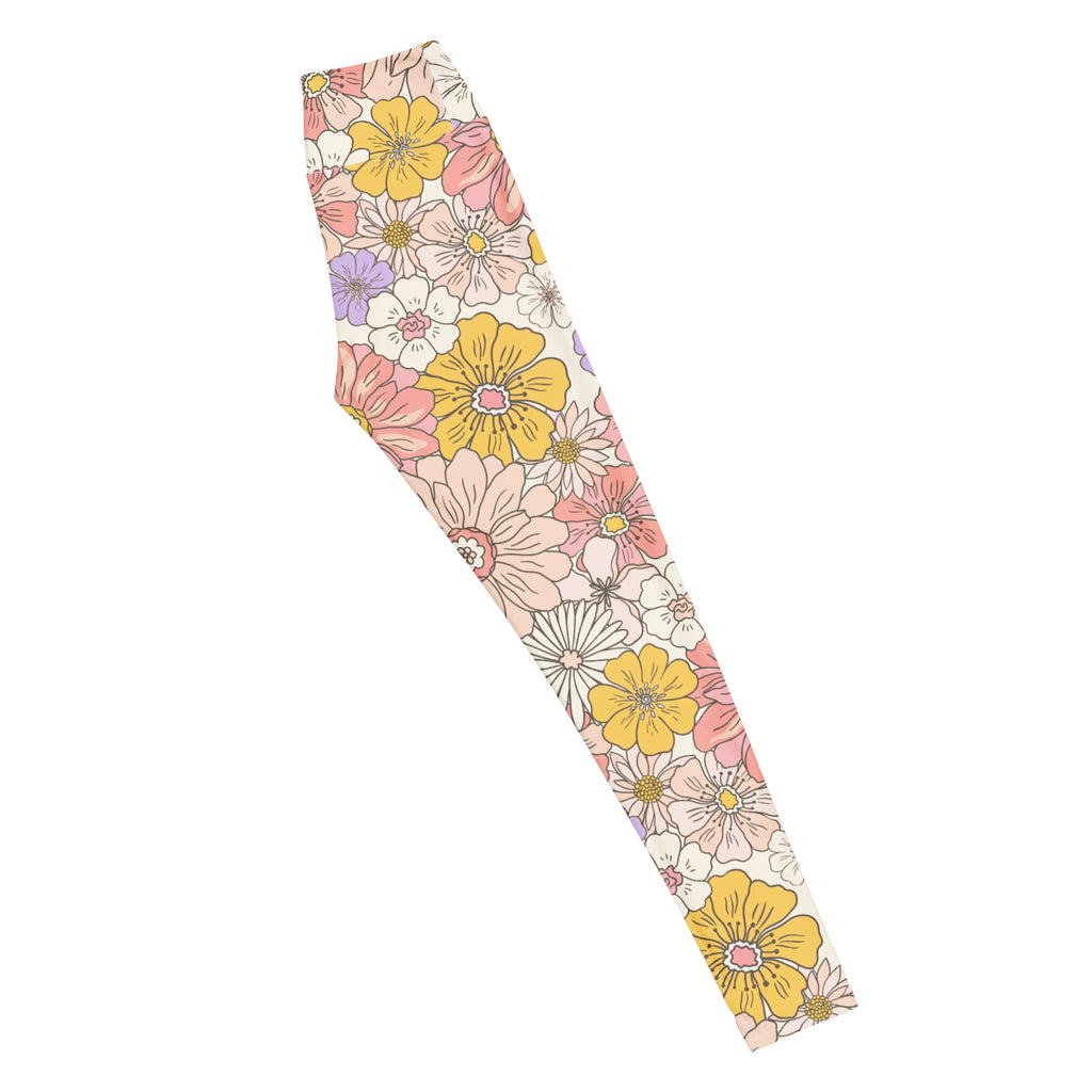 Women's Retro Floral Buttery Soft Yoga Leggings - Quick Drying, High Waisted Comfort