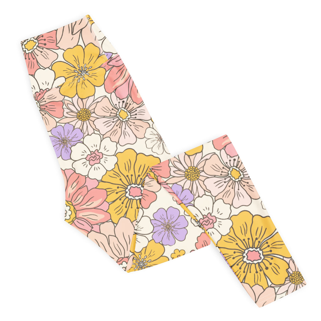 Women's Retro Floral Buttery Soft Yoga Leggings - Quick Drying, High Waisted Comfort