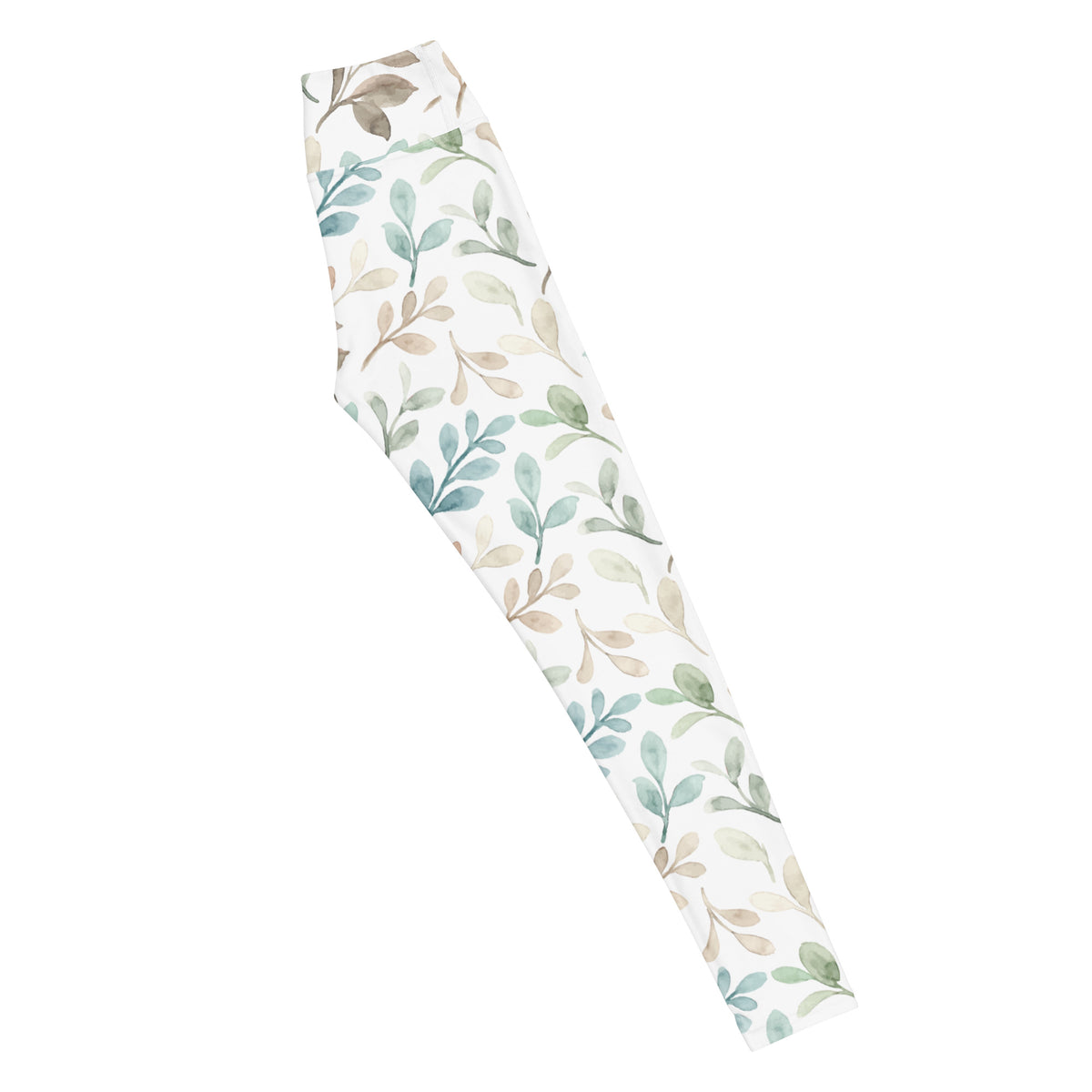 Women's Watercolor Leaf Buttery Soft Yoga Leggings - Quick Drying, High Waisted Comfort