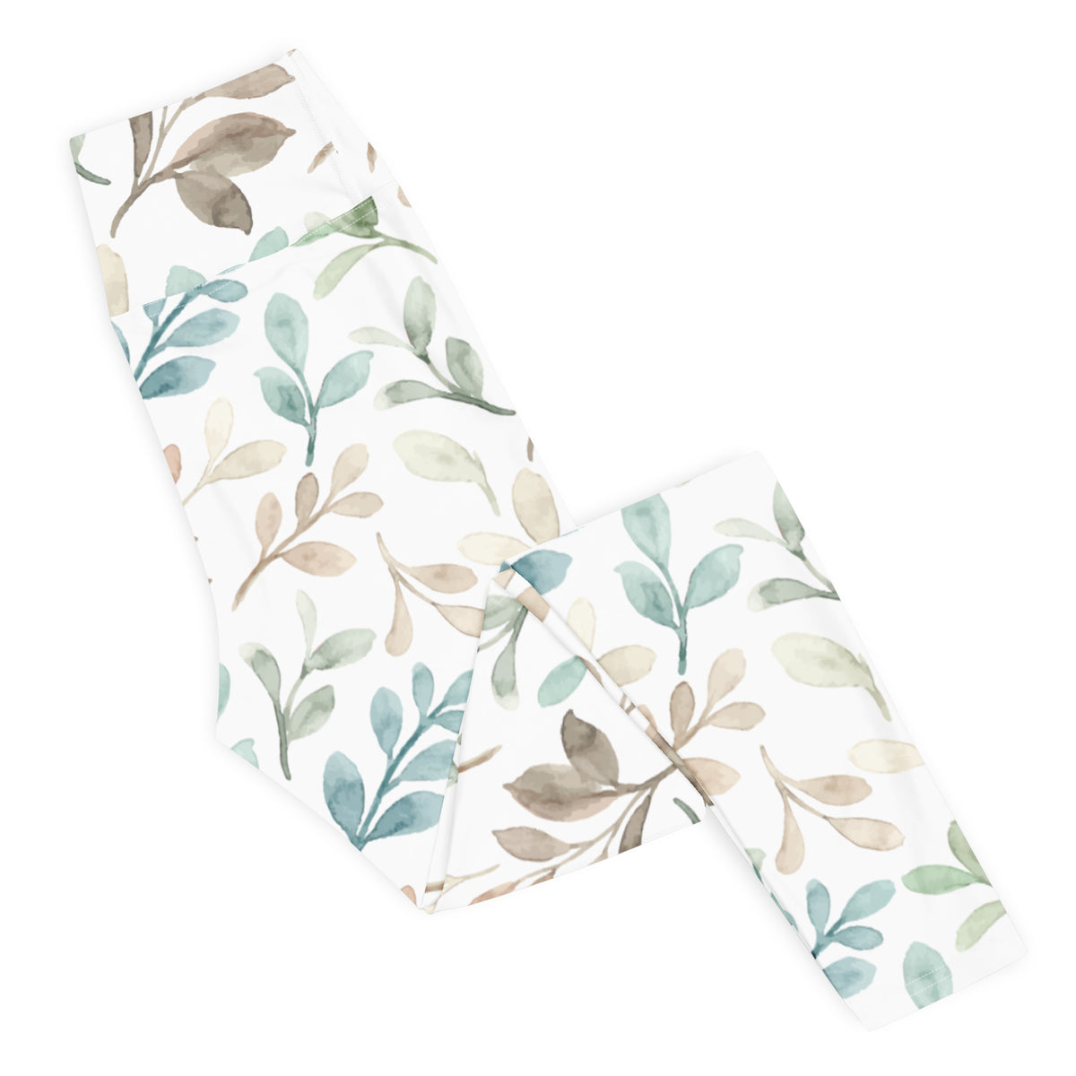 Women's Watercolor Leaf Buttery Soft Yoga Leggings - Quick Drying, High Waisted Comfort