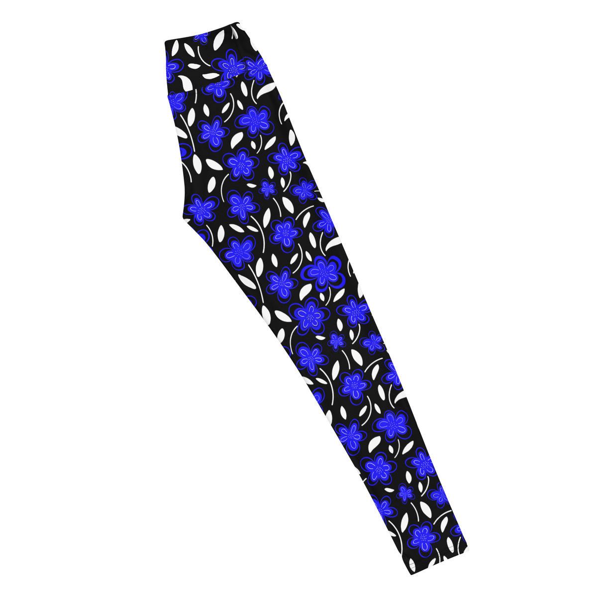Women's Vibrant Blue Floral Buttery Soft Yoga Leggings - Quick Drying, High Waisted Comfort