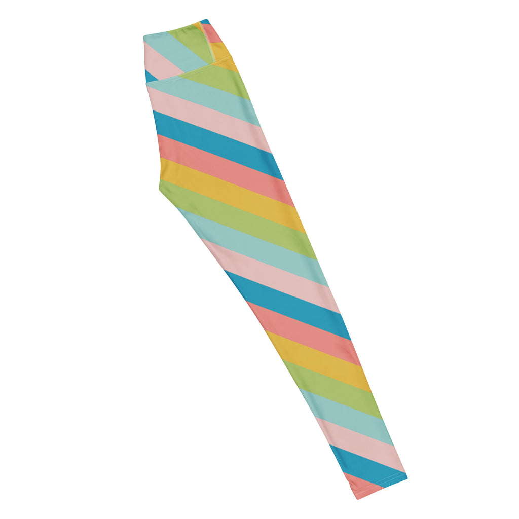 Women's Colorful Diagonal Stripe Buttery Soft Yoga Leggings - Quick Drying, High Waisted Comfort