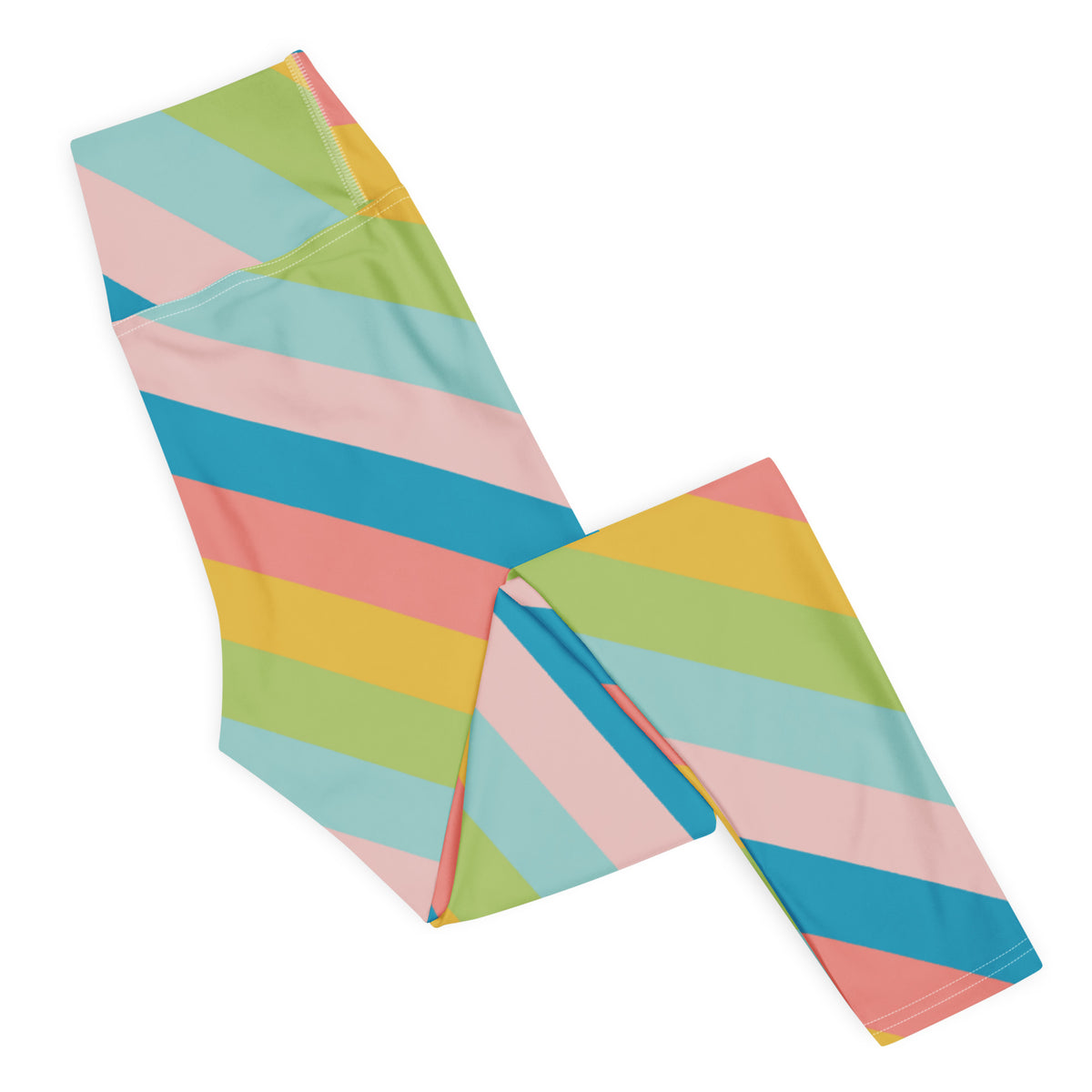 Women's Colorful Diagonal Stripe Buttery Soft Yoga Leggings - Quick Drying, High Waisted Comfort