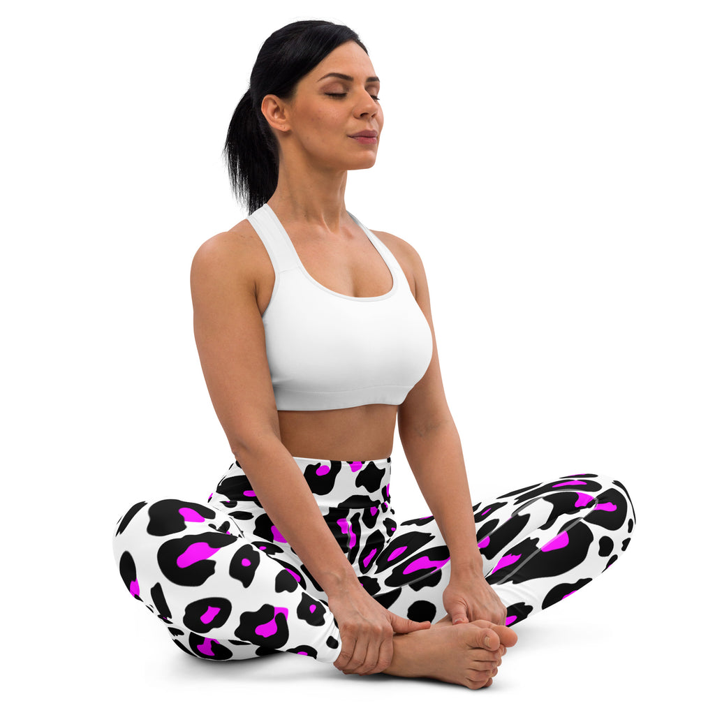 Women's Purple Leopard Print Buttery Soft Yoga Leggings - Quick Drying, High Waisted Comfort