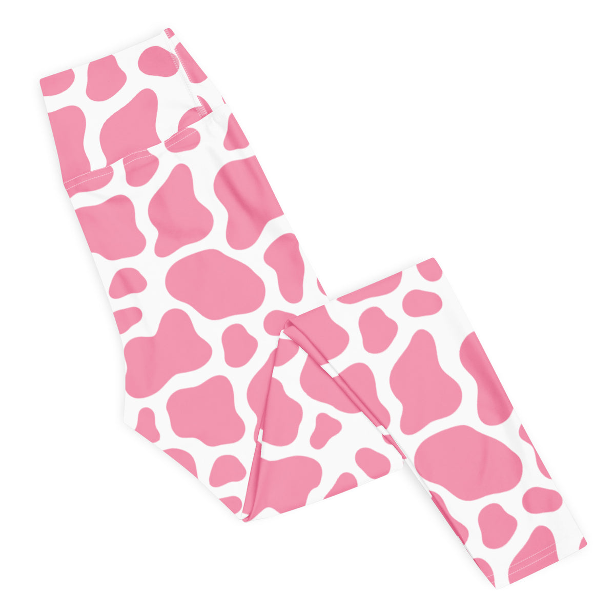 Women's Pink Cow Print Buttery Soft Yoga Leggings - Quick Drying, High Waisted Comfort
