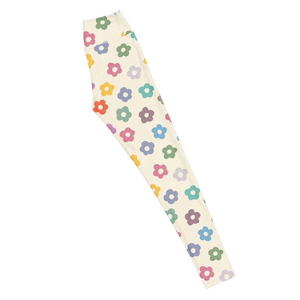 Women's Multicolor Retro Flower Buttery Soft Yoga Leggings - Quick Drying, High Waisted Comfort