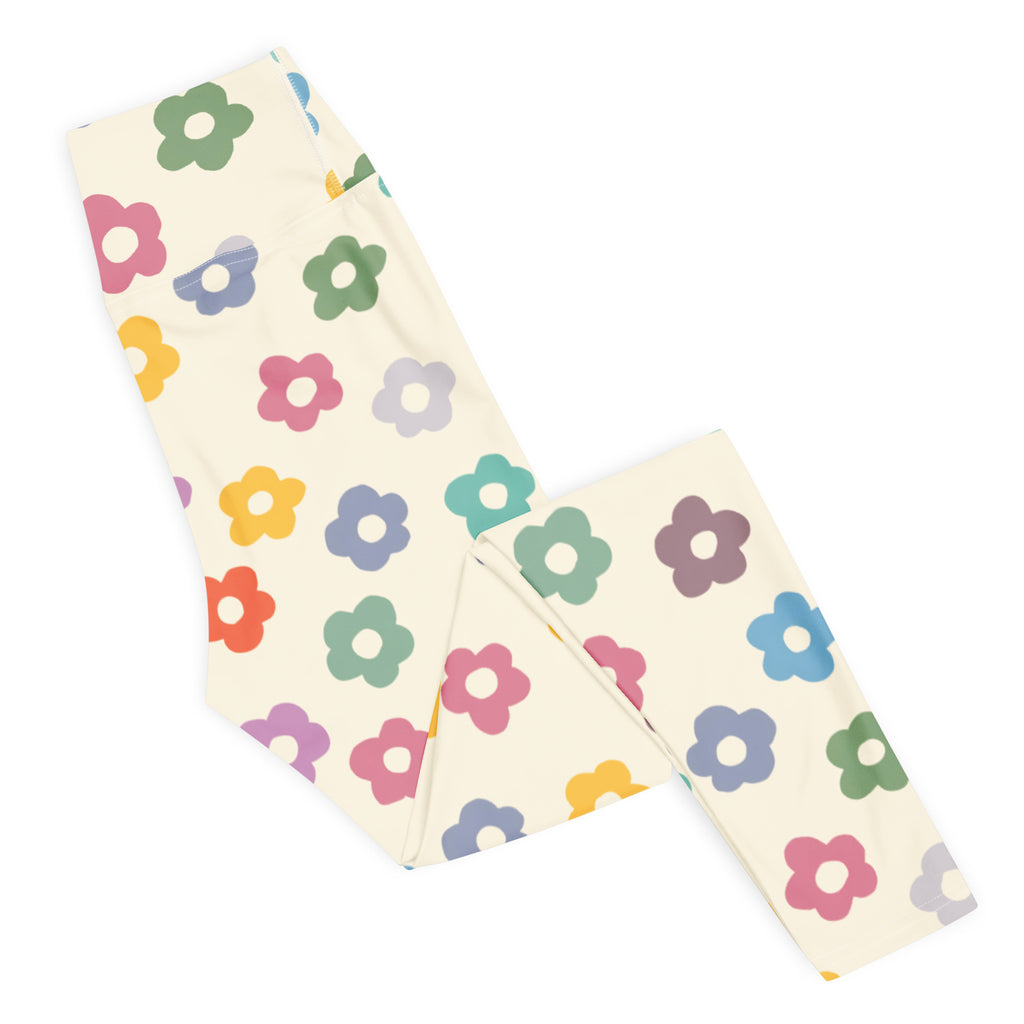 Women's Multicolor Retro Flower Buttery Soft Yoga Leggings - Quick Drying, High Waisted Comfort