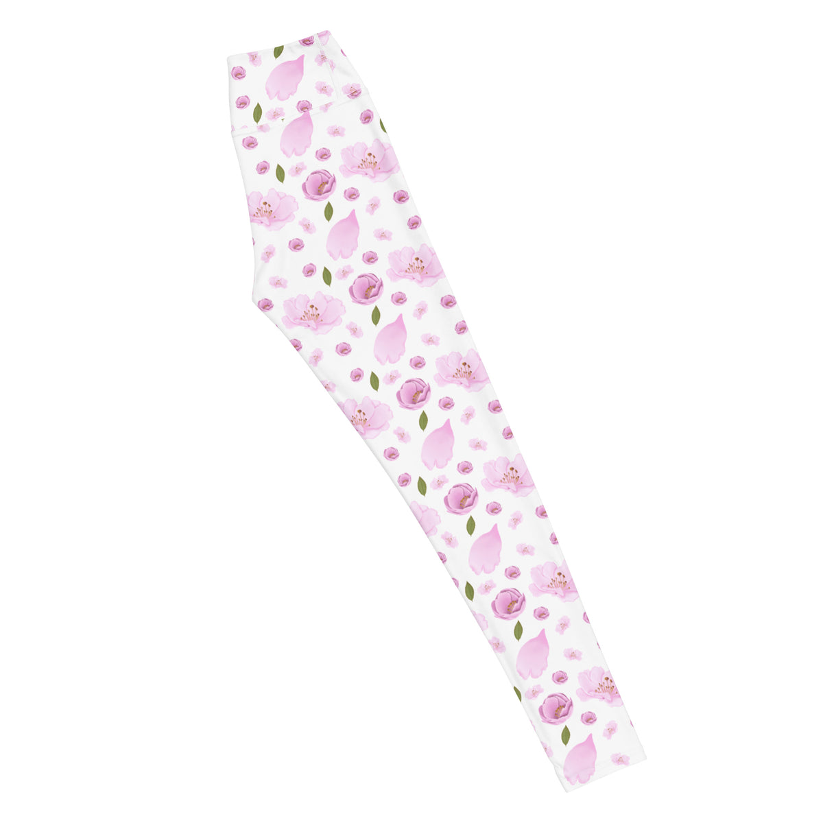 Women's Pink Watercolor Floral Buttery Soft Yoga Leggings - Quick Drying, High Waisted Comfort