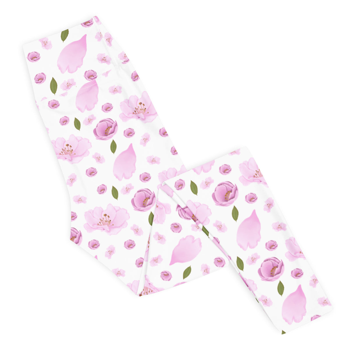 Women's Pink Watercolor Floral Buttery Soft Yoga Leggings - Quick Drying, High Waisted Comfort