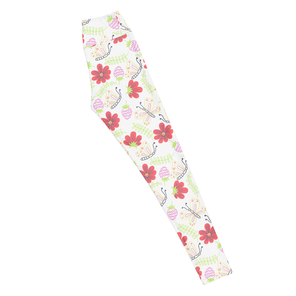 Women's Butterfly Floral Buttery Soft Yoga Leggings - Quick Drying, High Waisted Comfort