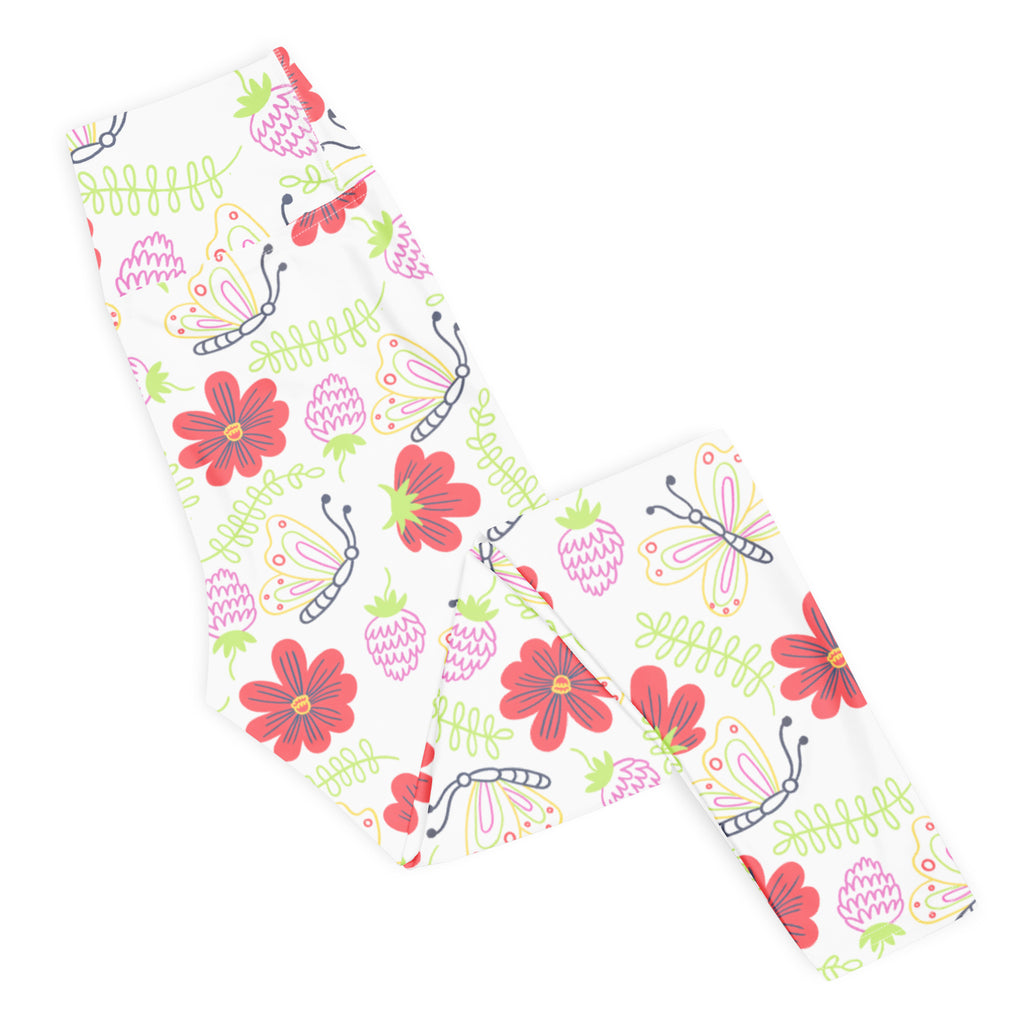 Women's Butterfly Floral Buttery Soft Yoga Leggings - Quick Drying, High Waisted Comfort