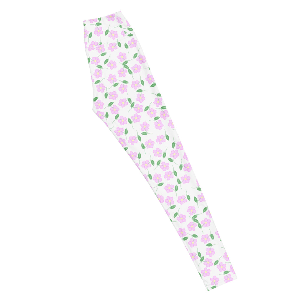 Women's Lavender Flowers Buttery Soft Yoga Leggings - Quick Drying, High Waisted Comfort