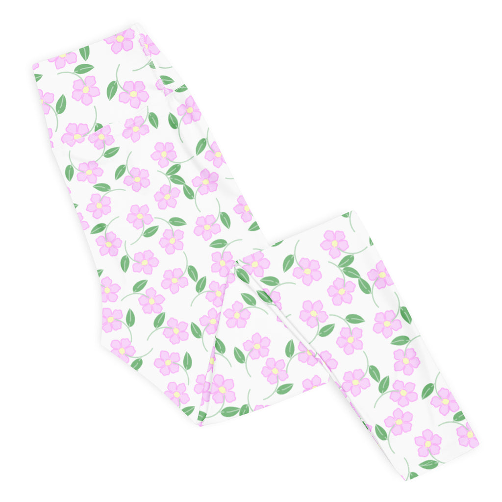 Women's Lavender Flowers Buttery Soft Yoga Leggings - Quick Drying, High Waisted Comfort