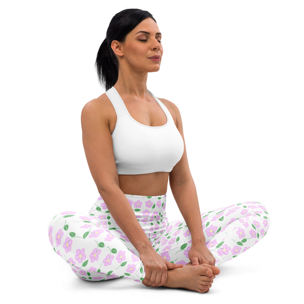 Women's Lavender Flowers Buttery Soft Yoga Leggings - Quick Drying, High Waisted Comfort