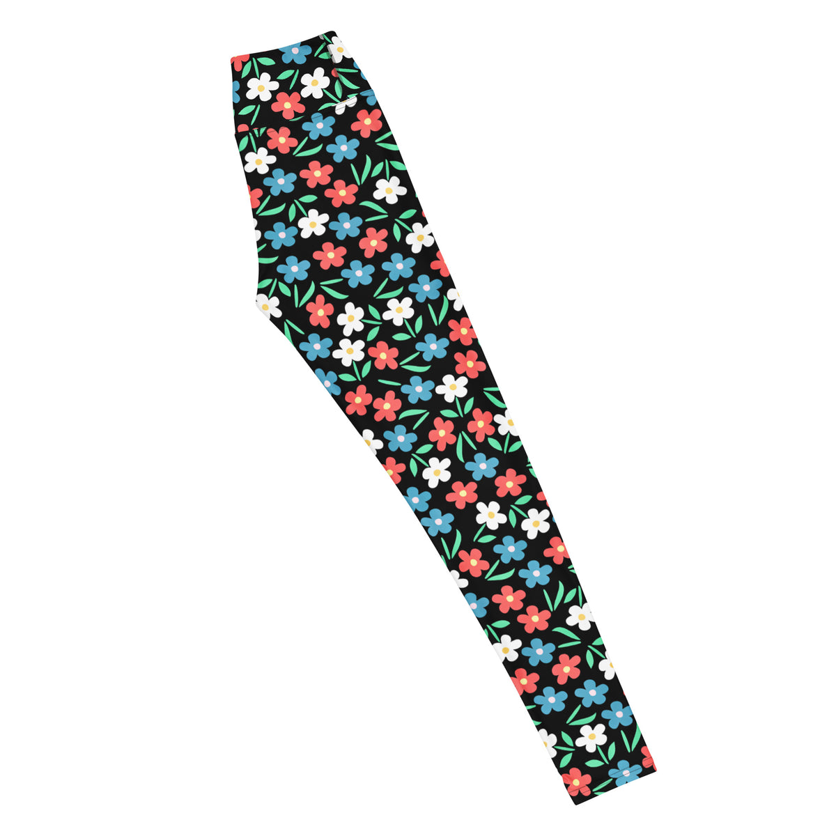 Women's Colorful Black Floral Buttery Soft Yoga Leggings - Quick Drying, High Waisted Comfort