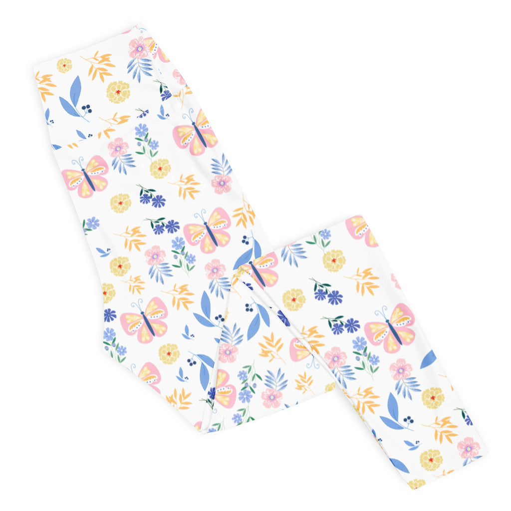 Women's Butterfly Floral Buttery Soft Yoga Leggings - Quick Drying, High Waisted Comfort