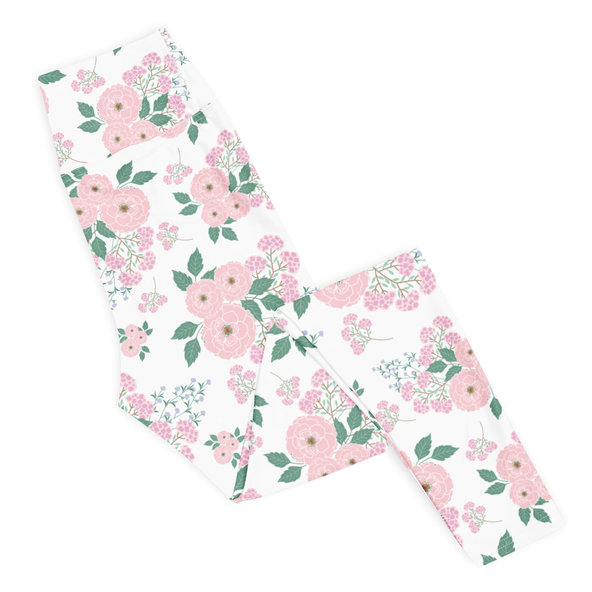 Women's Pink Rose Floral Buttery Soft Yoga Leggings - Quick Drying, High Waisted Comfort