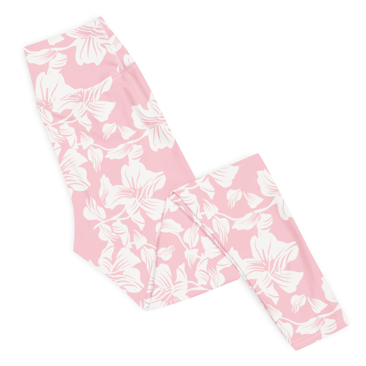 Women's Pink Lily Floral Buttery Soft Yoga Leggings - Quick Drying, High Waisted Comfort