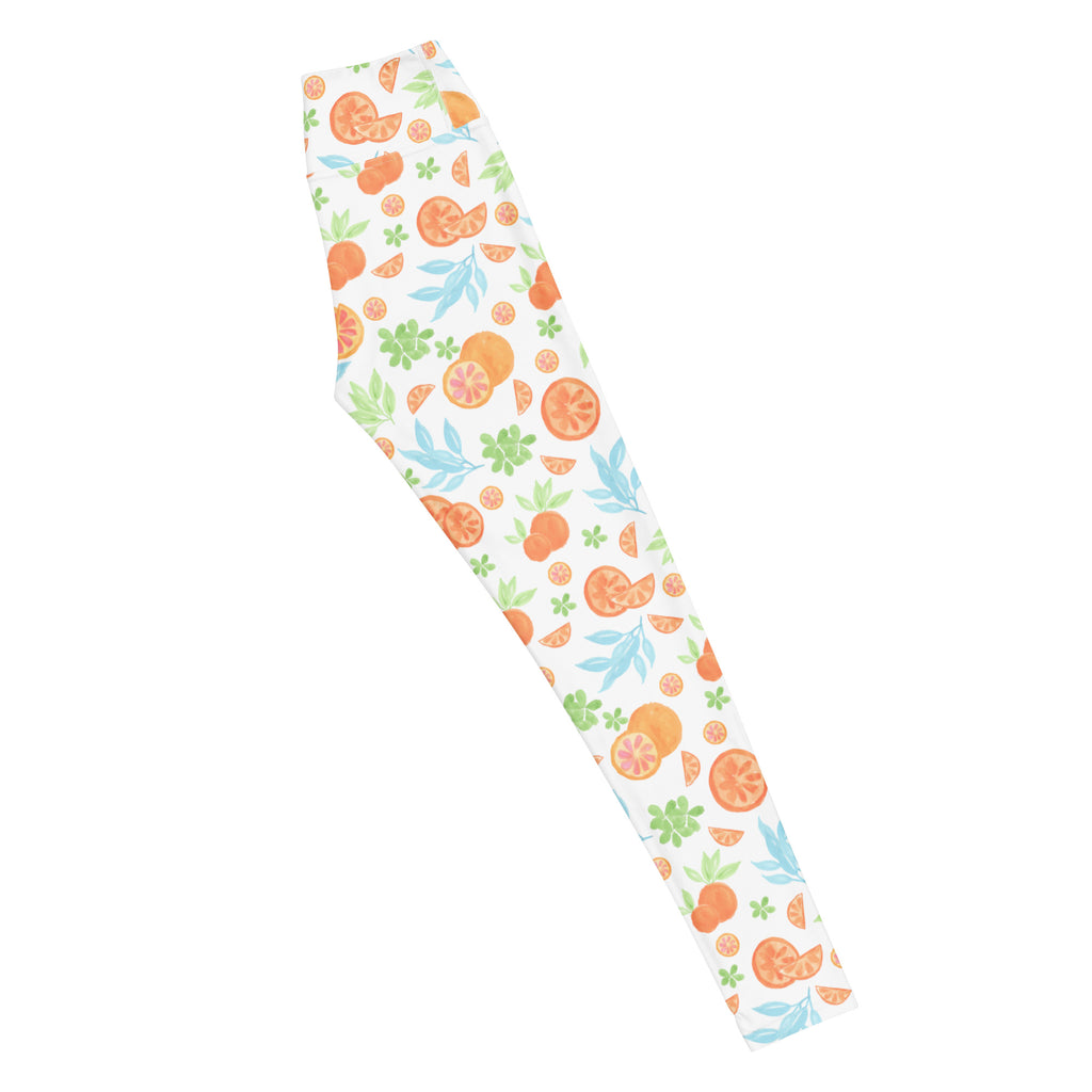 Women's Watercolor Orange Citrus Buttery Soft Yoga Leggings - Quick Drying, High Waisted Comfort