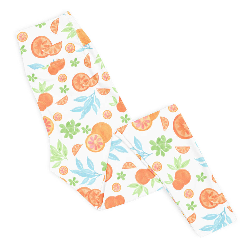 Women's Watercolor Orange Citrus Buttery Soft Yoga Leggings - Quick Drying, High Waisted Comfort