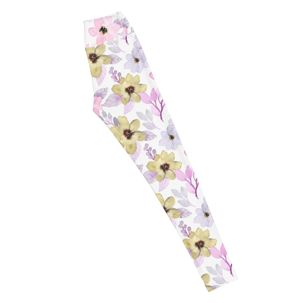 Women's Colorful Watercolor Floral Buttery Soft Yoga Leggings - Quick Drying, High Waisted Comfort