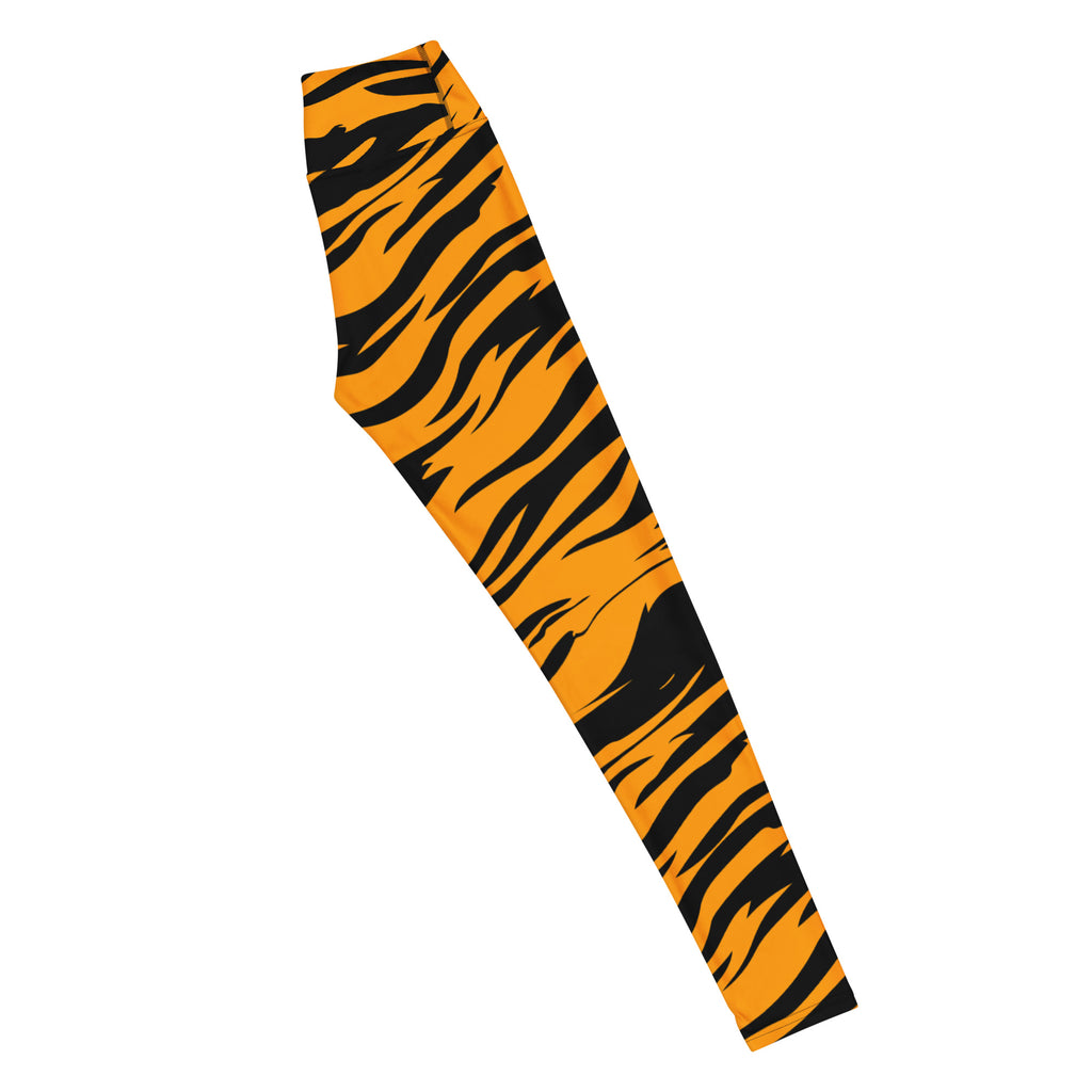 Women's Orange Tiger Stripe Buttery Soft Yoga Leggings - Quick Drying, High Waisted Comfort