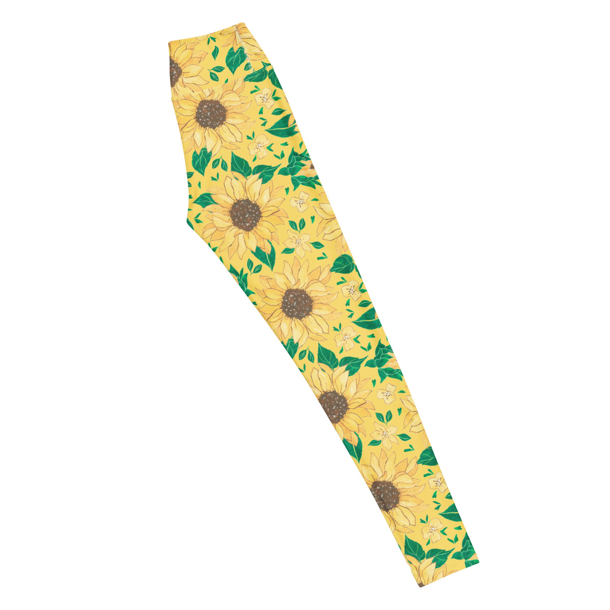 Women's Watercolor Sunflower Buttery Soft Yoga Leggings - Quick Drying, High Waisted Comfort