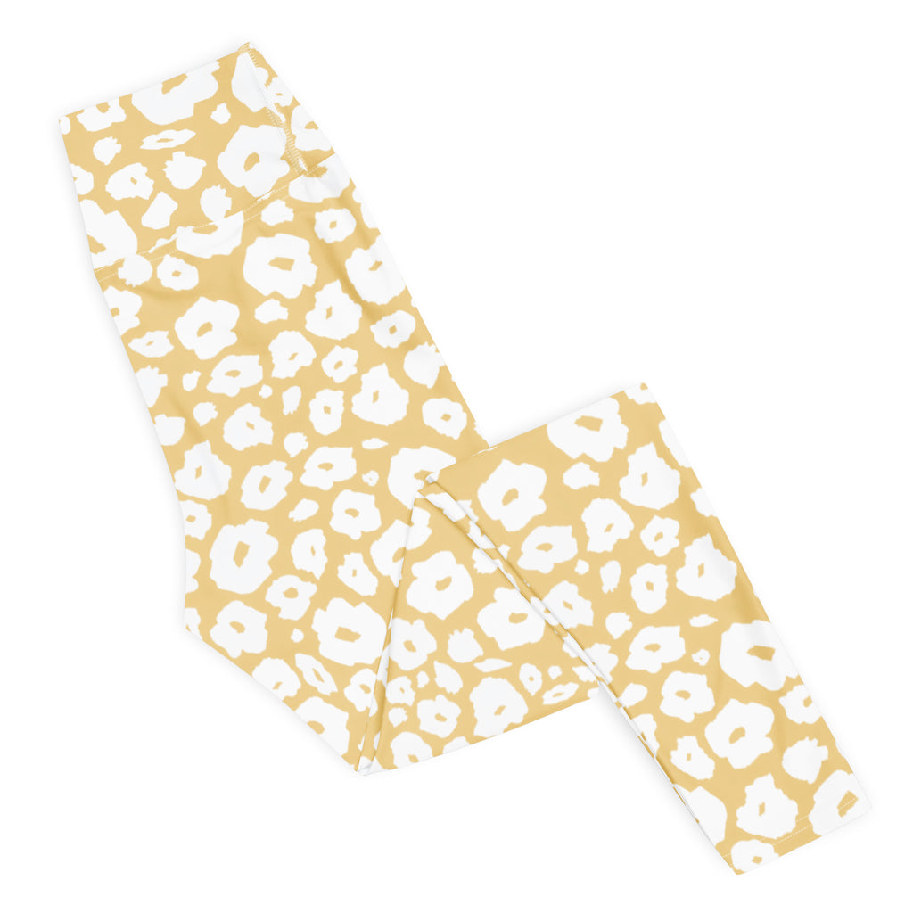 Women's Beige Leopard Print Buttery Soft Yoga Leggings - Quick Drying, High Waisted Comfort